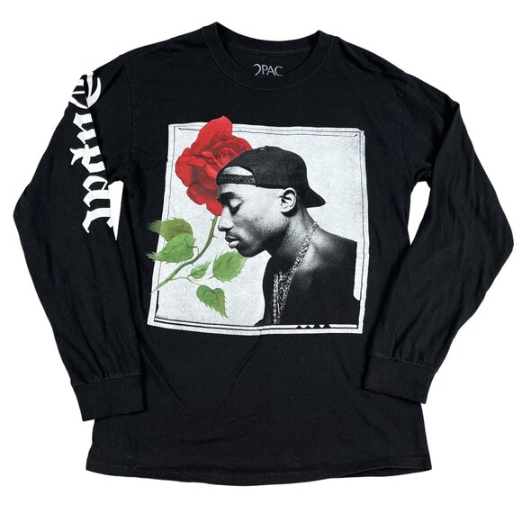 2Pac Tupac Mens 100% Cotton Black T-Shirt Sz Medium - Picture 1 of 5